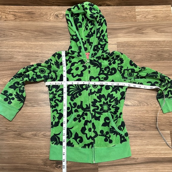 Juicy Couture Vtg 2 Pc Navy Green Terry Cloth Dress Cover Up Zip Track Jacket P - Picture 16 of 17